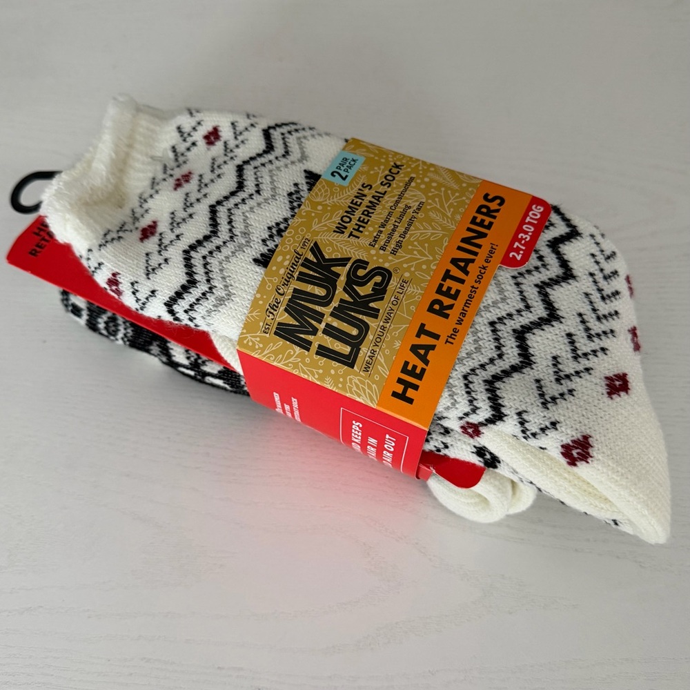 Muk Luks Women's Thermal Socks - Cream and Black, NEW